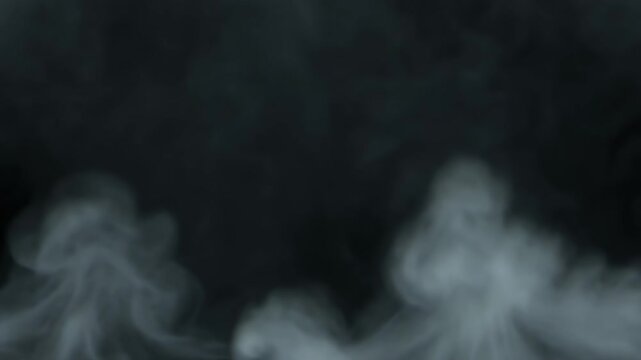 Three panels of atmospheric smoke or fog on a dark background.