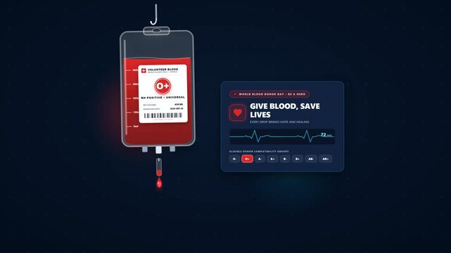 Give Blood Save Lives Medical Awareness Animation Concept.