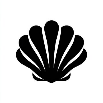 A stylish silhouette of a seashell against a white background silhouette