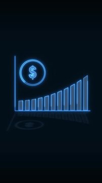 Upward trend graph animation displays a line and coin icon Investment growth tracks on the trend graph animation Revenue success drives this upward trend graph animation