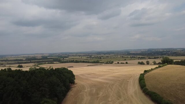 Burton Dassett Haystacks Aerial Countryside View