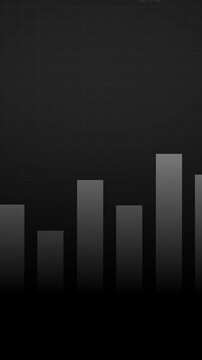 Monochromatic bar chart animation displays blurred numbers Analytics update on this monochromatic bar chart animation Market data tracks along this bar chart animation