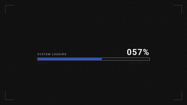 Loading progress bar displaying system status update and percentage value on dark digital display interface