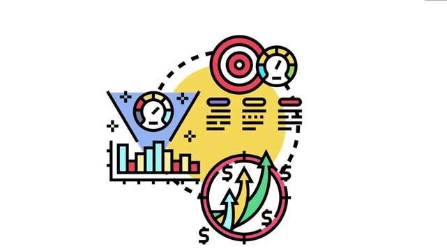 Analyzing business mission targets, measuring performance, and achieving successful financial results with a strategic development plan and progress metrics