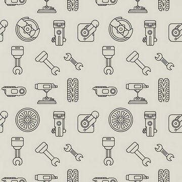 Automotive Repair Seamless Pattern