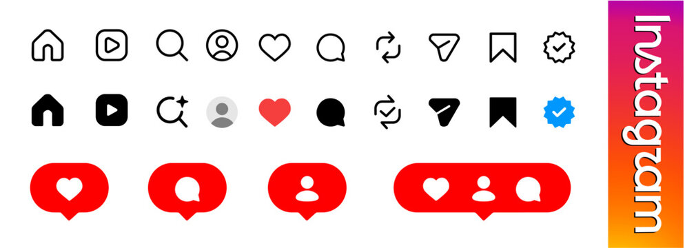 2026 new instagram social media icon set outline vector ui interface symbols like comment share repost reels 