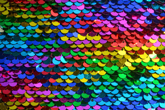 Colorful shiny sequin fabric texture background