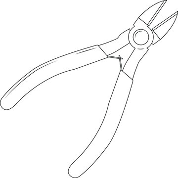 Wire Cutter Pliers Outline Icon Illustration on White Background