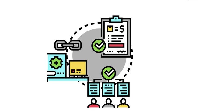 Business concept depicting a streamlined process for purchasing and delivery, highlighting efficiency and control measures to avoid errors and ensure successful transactions in the supply chain