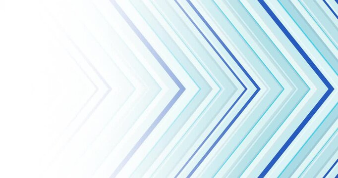 Blue chevron stripes loop across white background