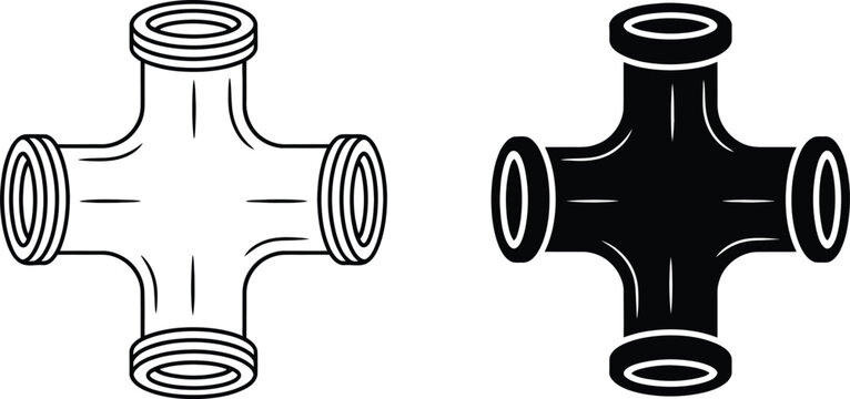Pipe cross joint fitting vector illustration