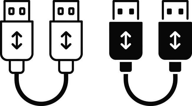 Dual usb cable connection interface vector illustration