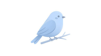 Fototapeta premium Cute light blue bird sitting on a small tree branch isolated on white background
