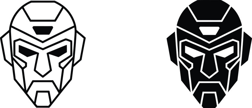 Futuristic robot head mask icons vector illustration