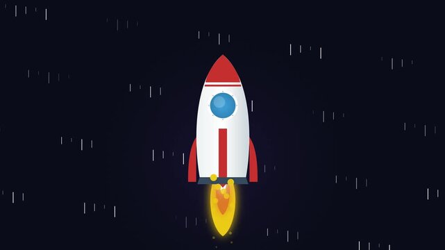 Rocket ship flying through space animation 4k motion background fit for wallpaper and decoration