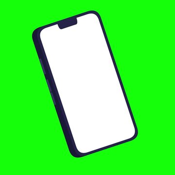Smartphone mockup with blank white screen on green background motion graphics 4k footage fit for video element overlay