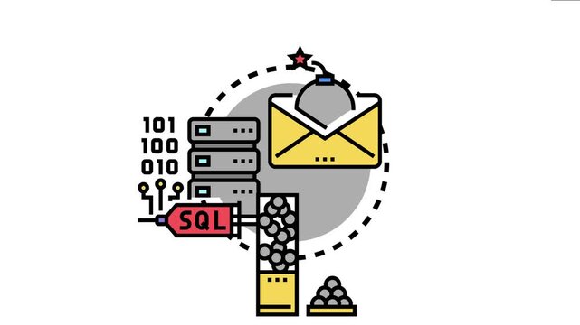 Offensive blueprint concept explaining hacking attacks, malware delivery through email, exploiting vulnerabilities using sql injection, and compromising server infrastructure