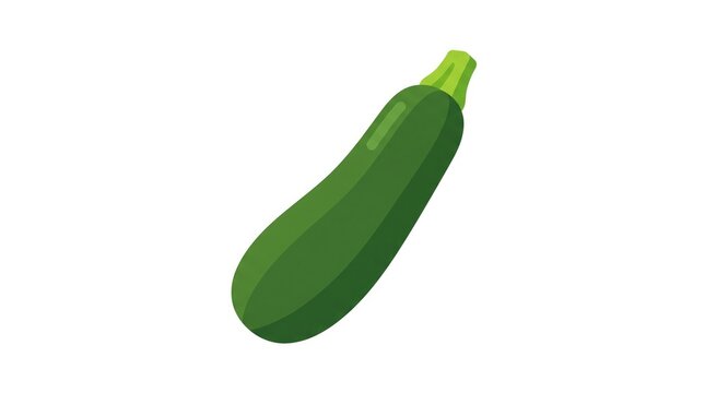 Flat vector illustration of a fresh green zucchini isolated on a white background