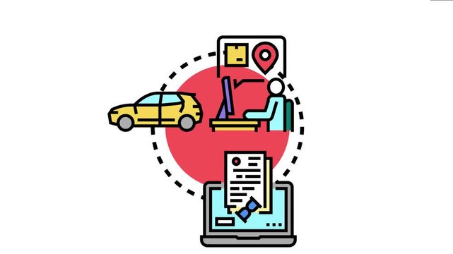 Man performing an odometer reading audit, verifying vehicle mileage history using a computer and document analysis for inspection and data integrity