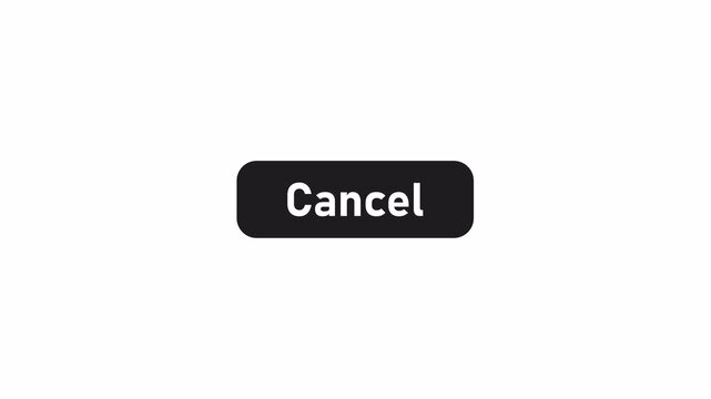Animated Cancel Button UI Element with Smooth Animation, Modern Black Rounded Social Media Button on Transparent Background