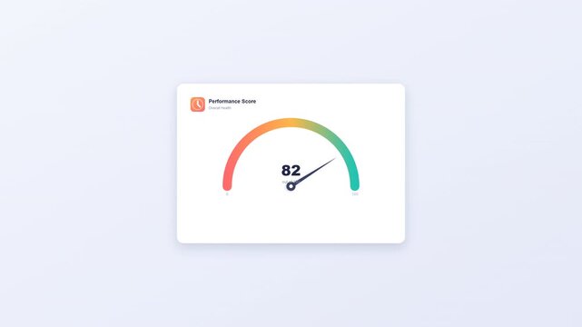 Performance Score Gauge Meter Dashboard Widget User Interface Element with Dial and Arrow