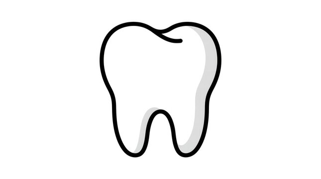 Simple white tooth icon illustration isolated on a plain white background for dental care concepts