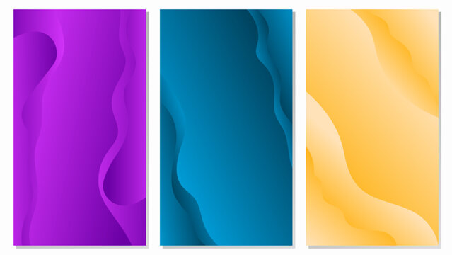 Set Illustration Abstract Background With Hand Drawn Organic Shapes Smooth Shapes Modern Minimal Style Purple Blue Orange Gradient Color Design Vector. Ideal for Social Media, Banner, Cover, Poster