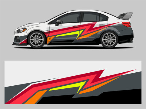 White sports car with dynamic racing decal design 1.