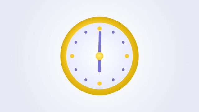 3D Yellow Clock Spinning Fast Time Passing Animation