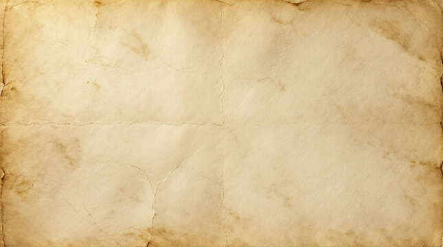 Vintage parchment paper background with creases and aged texture for historical or artistic design projects