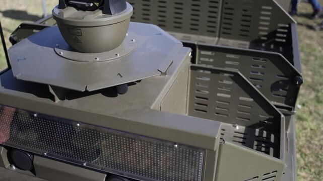 Military robotic platform features rotating optical surveillance sensor for remote observation target detection situational awareness and unmanned security field missions