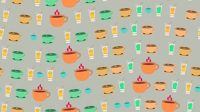 Pattern of Coffee Cups and Drinks