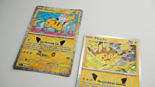 Tangerang, Indonesia on 26 September 2026: a collection of Pokemon Trading Cards 30th Celebration Indonesian edition booster pack. Japanese Pokemon TCG. limited edition Pikachu common cards