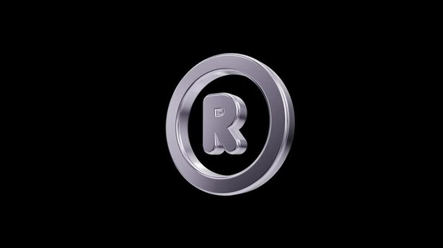 Polished Silver Registered Trademark Symbol 3D Icon