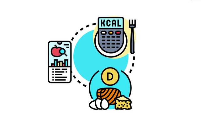People tracking nutritional intake, calculating calories, and monitoring diet with a smartphone application and essential foods providing different vitamins and healthy nutrients