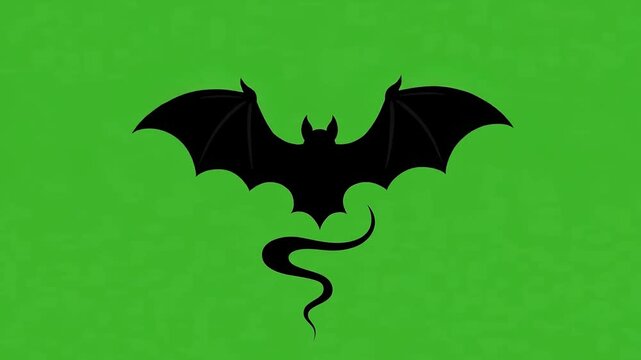 Black bat spooky scary angry silhouette green background flying mammal wildlife animal night creepy creature graphic wing monster horror dark