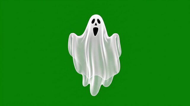 White ghost screaming horror spirit floating monster scary green background Halloween spooky phantom apparition eerie supernatural spectral haunt