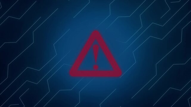 Warning triangle animation shows an urgent exclamation symbol. System hazard alerts trigger on warning triangle. Critical computer risk notices mark warning triangle.