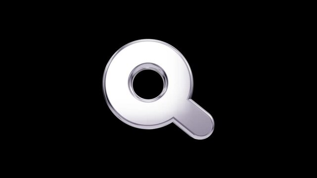Polished chrome letter Q with reflective metallic surface