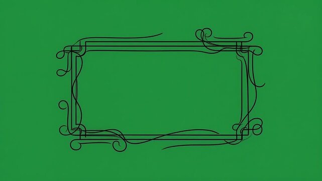 Black frame border decorative elegant flourish swirl line empty blank calm peaceful serenity green background corner graphic design layout template