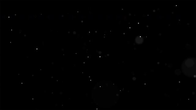 Floating dust particles glowing in dark night background digital motion video footage overlay effect
