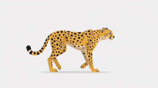 Spotted cheetah walking slowly side view vector illustration for animation