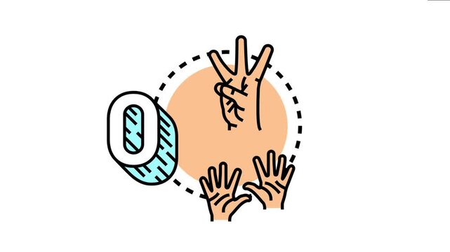 Hands numbers, including a hand showing three fingers and a zero numeral, symbolizing the fundamental understanding and skill in working with numbers and basic mathematics