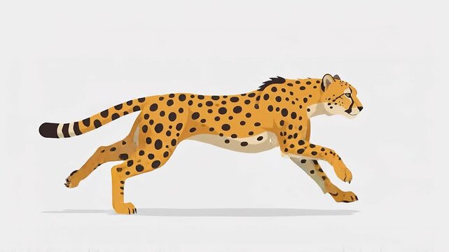 Dynamic Cheetah Running Character Animation Design Featuring A Fast Spotted Wild Cat Vector Illustration For Wildlife Motion Projects