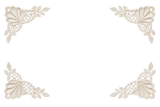 Decorative vintage lace corner appliqu&eacute;s isolated on transparent