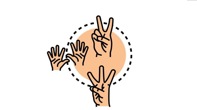 Hands performing simple counting gestures with fingers, the development of children's foundational numeracy skills and calculating abilities for early education