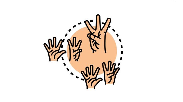 Hands various finger counts, symbolizing early mathematics education, learning development, and basic calculation abilities for children
