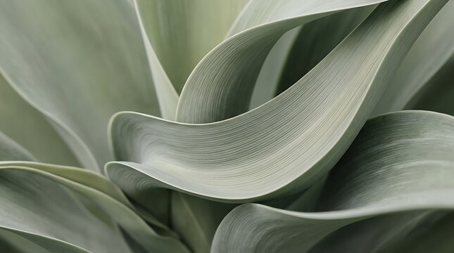 Close up of green agave succulent leaves with organic curves and texture