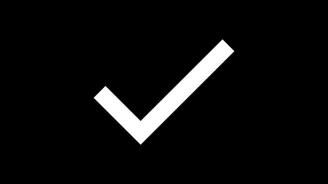 Minimal White Check Mark Pop Animatio on Black Background 4k
