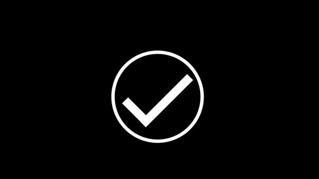 Verified Bdge Check Mark Pop Animation - White Circle Tick Icon 4k